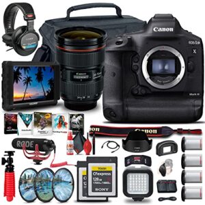 canon eos-1d x mark iii dslr camera (body only) (3829c002) + 4k monitor + canon ef 24-70mm lens + 2 x 128gb cfexpress card + pro mic + pro headphones + 3 x lp-e19 battery + case + more (renewed)