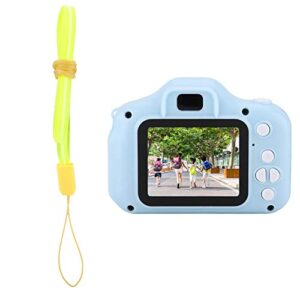 children’s camera, x2 mini portable one-button 2.0 inch ips color screen children’s digital camera hd 1080p camera replacement tf memory card with a neck lanyard gift (blue)