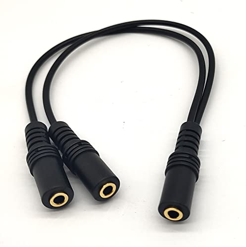 Qaoquda 9 inch Stereo 3.5mm 1-Female to Dual 2-Females Y Splitter Audio Cable & Gender Changer