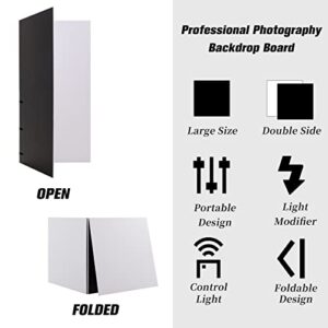 BEIYANG Photography Foldable Reflector Backdrop, 78.7x78.7inch 2 in 1 Background Cardboard, Double Sided Black/White Light Diffuser Board Photo Background