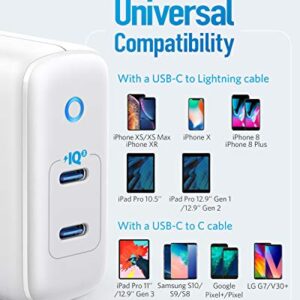 iPhone Charger USB-C, Anker 36W 2-Port PIQ 3.0, PowerPort III Duo Type C Foldable Fast Charger, Power Delivery for iPhone 12/12 Mini/12 Pro/12 Pro Max/11/XR, Galaxy, Pixel, iPad Pro and More