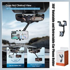 TOKLYUIE 2Pack Rotatable and Retractable Car Phone Holder 360° Rearview Mirror Phone Holder for Car Universal Multifunctional Adjustable Rotation Mount Stand