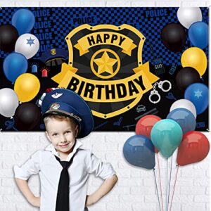 Police Theme Happy Birthday Party Decorations Police Large Badge Banner Backdrop Wall Large Police Booth Car Background for Police Birthday Party Props Wall Supplies, 72.8 x 43.3 Inch