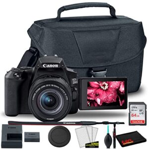 canon eos rebel sl3 dslr camera with 18-55mm lens (black), eos bag, sandisk ultra 64gb card, cleaning set and more (renewed)