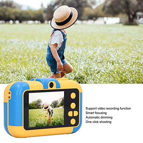 Kids Digital Camera, Portable ABS Kids Digital Camera with Cartoon Photo Frame Dual Cameras 40MP Support Video Recording Round Lovely Childrens Camera