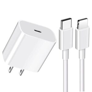 xnmoa 20w usb c pd wall charger, type c power adapter with 3ft charger cord for iphone 14 13 12 11 pro max, ipad pro, phone charger cable 3ft quick charge data sync cord with wall plug with usb c