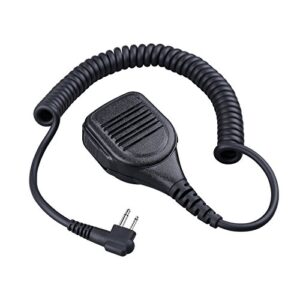 commixc shoulder mic, waterproof ip55 handheld speaker mic with external 3.5mm earpiece jack, compatible with 2.5mm/3.5mm 2-pin motorola two-way radios