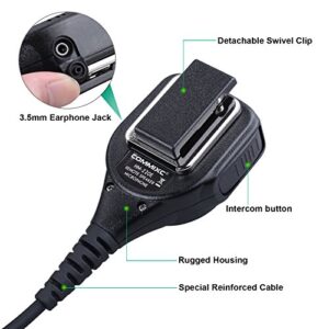 COMMIXC Shoulder Mic, Waterproof IP55 Handheld Speaker Mic with External 3.5mm Earpiece Jack, Compatible with 2.5mm/3.5mm 2-Pin Motorola Two-Way Radios