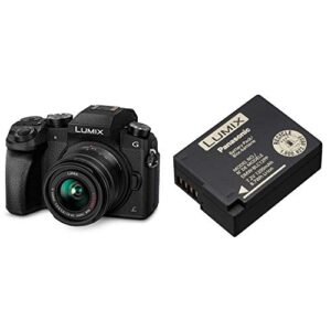 panasonic lumix g7 4k digital camera, with lumix g vario 14-42mm mega o.i.s. lens with dmw-blc12 lithium-ion battery pack