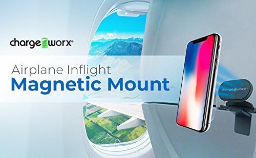 ChargeWorx Airplane Magnetic Phone Mount & Tablet Mount | Universal In Flight Airplane Phone Holder Mount | 360 Degree Rotation Tablet Holder for Airplane | Tray Table Viewing for Smartphones, Tablets