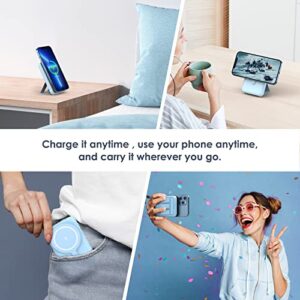 Magnetic Wireless Portable Charger Compatible with iPhone 14/13/12 Series, 10000mAh Foldable Mag-Safe Battery Pack Fast Charging Power Bank and USB-C for Phone 13/13 Pro Max/12/12 Pro Max/12 Mini