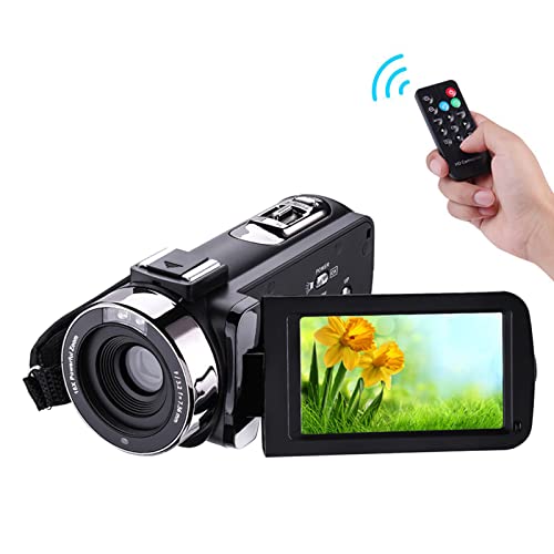 LebonYard Black 2.7K Ultra HD Digital Video Camera 3.0-inch 270 ° Reversible IPS Touch-Control Screen DV 16 Times Digital Zoom Double Intelligent Anti-Shake with Remote Control