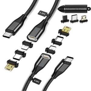 ykz 60w usb c magnetic charging cable 2pack with extra magnetic type c/microusb and i-product tips