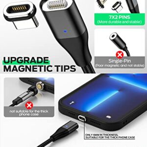 YKZ 60W USB C Magnetic Charging Cable 2Pack with Extra Magnetic Type C/MicroUSB and i-Product Tips