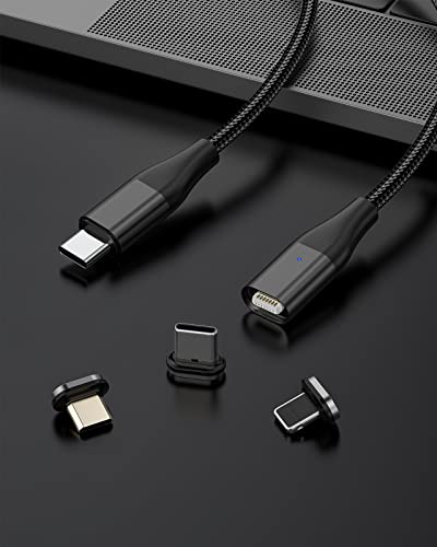 YKZ 60W USB C Magnetic Charging Cable 2Pack with Extra Magnetic Type C/MicroUSB and i-Product Tips