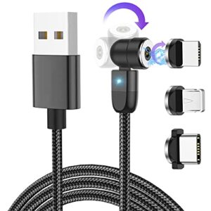 flexo magnetic rotating usb charging cable usb cord 3-in-1 cable charger wireless charging adapter fast charge magnetic led phone charger – rotary