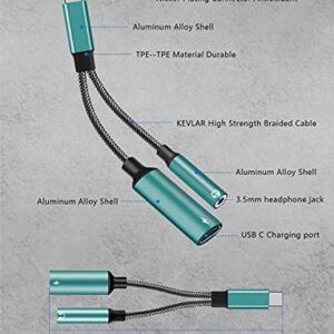 Samsung Galaxy S23 Headphone Adapter, 2 in 1 USB C to 3.5mm Headphone Adapter with PD 60W Charging Dongle Compatible with Galaxy S23+/S22+/S22/S22+/S21+/S20/S20FE/Note 10+, Google Pixel 7/6Pro/5/4XL