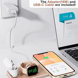 PUDOEN Wireless Charger, Foldable 3 in 1 Charging Station for Apple Multiple Devices, 18W Fast Charging Stand Compatible with Apple iWatch Series 7/6/SE/5/4/3/2/1, for iPhone AirPods Pro 3/2/1-Rose