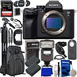 sony a7s iii mirrorless camera (body only) + sandisk 64gb extreme pro sdxc, 2x extended life batteries, lightweight 72” tripod, universal speedlite with led video light & much more (27pc bundle)