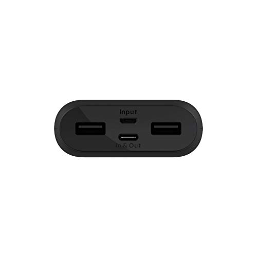 Belkin BoostCharge 3-Port Power Bank 10K + USB-A to USB-C Cable - iPhone Charger - Portable Bank - 15W Charge with 3 Ports - iPhone 14, iPhone 13, iPhone 12 - USB C Cable Included - Black