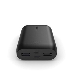 belkin boostcharge 3-port power bank 10k + usb-a to usb-c cable – iphone charger – portable bank – 15w charge with 3 ports – iphone 14, iphone 13, iphone 12 – usb c cable included – black
