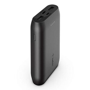 Belkin BoostCharge 3-Port Power Bank 10K + USB-A to USB-C Cable - iPhone Charger - Portable Bank - 15W Charge with 3 Ports - iPhone 14, iPhone 13, iPhone 12 - USB C Cable Included - Black