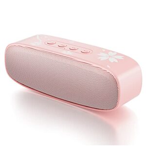 mytrix sakura pink cherry blossom bluetooth speaker, portable wireless speaker with bluetooth 5.0, dual pairing, outdoor speakers with hd sound and bass for home, party, and travel