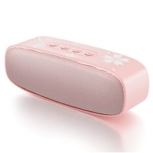 Mytrix Sakura Pink Cherry Blossom Bluetooth Speaker, Portable Wireless Speaker with Bluetooth 5.0, Dual Pairing, Outdoor Speakers with HD Sound and Bass for Home, Party, and Travel