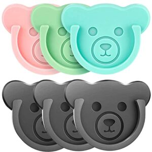 topgo socket car mount for phone holder cute bear style silicone grip stand with phone line clasp for collapsible socket user used on dashboard, home, office, kitchen, desk, wall (color) 6 pack