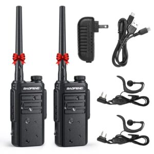 baofeng mp31 gmrs radio handheld two way radio, waterproof rechargeable walkie talkies with noaa scanning & receiving, gmrs repeater capable, 2-in-1 type-c charging cable, earpieces, 2 pack