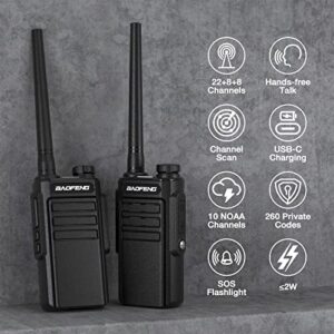 BAOFENG MP31 GMRS Radio Handheld Two Way Radio, Waterproof Rechargeable Walkie Talkies with NOAA Scanning & Receiving, GMRS Repeater Capable, 2-in-1 Type-C Charging Cable, Earpieces, 2 Pack