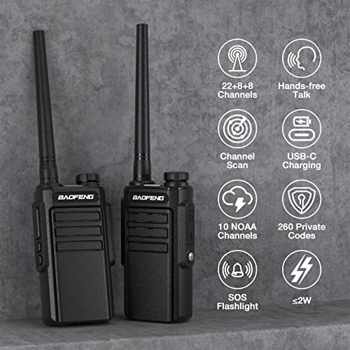 BAOFENG MP31 GMRS Radio Handheld Two Way Radio, Waterproof Rechargeable Walkie Talkies with NOAA Scanning & Receiving, GMRS Repeater Capable, 2-in-1 Type-C Charging Cable, Earpieces, 2 Pack