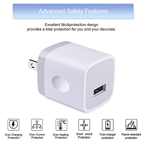 USB Wall Charger Micro USB Cable,4Kit Charging Block USB Charger Cube Plug with Android Micro Cord Cable Compatible Samsung Galaxy S7 Edge A10 A6 M10 J7 J8 S6 S5 Note 5 4, LG, HTC, Moto, Android Phone