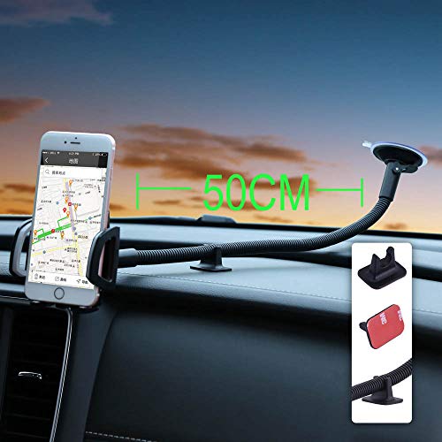 MICGOGO Windshield Car Phone Mount Universal Cell Phone Holder Car Long Arm Holder for iPhone Xs Max R X 8 Plus 7 Plus 6S Samsung Galaxy S9 S8 Edge S7 S6 LG Sony and More (20inch)