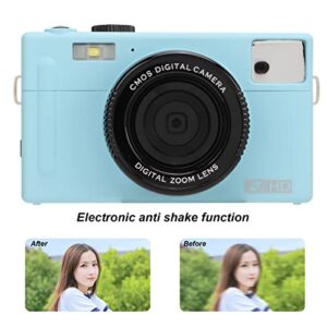 Digital Camera, Full HD 1080P 24MP Vlogging Camera with 16X Digital Zoom, 3in LCD Screen, Rechargeable Battery, Anti Shake Compact Camera for Adults, Kids, Student, Teens, Beginner (Blue)