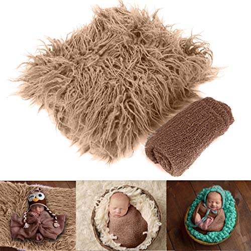 Yinuoday 2PCS Newborn Baby Photography Props DIY Newborn Wraps Photography Mat Blanket for Baby Boys and Girls