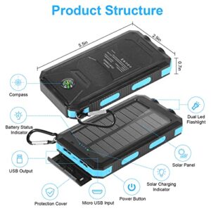 Solar Charger, 20000mAh Solar Power Bank, Portable Solar Phone Charger Waterproof Cellphone External Battery Packs with Dual LED Flashlights for Outdoor Camping Travel