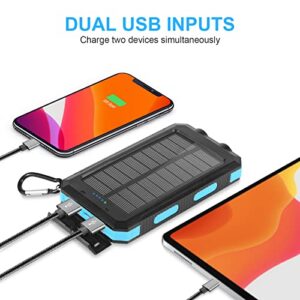 Solar Charger, 20000mAh Solar Power Bank, Portable Solar Phone Charger Waterproof Cellphone External Battery Packs with Dual LED Flashlights for Outdoor Camping Travel