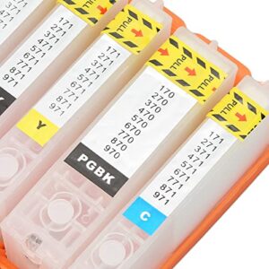 Fafeicy 5PCS Ink Cartridge,5 Colors Reusable Printing Ink Cartridge Desktop Photo Printers Accessories for (370-371)