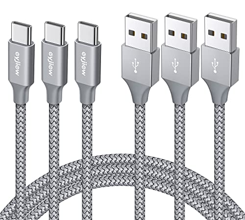 eyjiew USB C Cable [3ft, 3-Pack], 3A Fast Charging USB A to Type C Cable Braided Cord Compatible with Samsung Galaxy S22 S21 S20 S10 S9 Ultra 5G, A52 A51 A70 A71 A72 A80 A90, Pixel 6 5 3a 2, LG, Moto