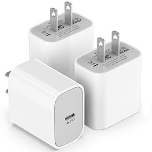 iphone charger block usb c wall charger 20w 3pack, poukey usb c charger block pd type c fast charging block usb-c power adapter for apple iphone 14 pro max/13 mini/13 pro max/11/xs/xr/x/8 plus/se/ipad