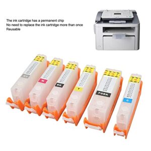 Fafeicy 5PCS Ink Cartridge,5 Colors Reusable Printing Ink Cartridge Desktop Photo Printers Accessories for (470-471)