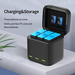 TELESIN Battery Charger for GoPro Hero 11 Hero 10 Hero 9 Magnetic Triple Charger Battery Storage Charging Box with USB Type-C Cable for Go Pro 11 10 9 Action Camera Accessories