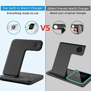 3 in 1 Fast Wireless Charging Station for iPhone/iWatch/Airpods, Wireless Charger Stand for iPhone 14/13/12/11/Pro Max/X/Xs Max/8/8 Plus, iWatch Series 8/7/6/5/SE/4/3/2, AirPods 3/2/pro (Z5A,Black)