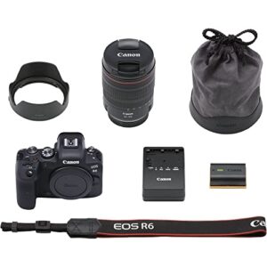 Canon EOS R6 Mirrorless Digital Camera with 24-105mm f/4L Lens (4082C012) + 4K Monitor + Canon EF 24-70mm Lens + Headphones + Mount Adapter EF-EOS R + Pro Mic + 2 x 64GB Tough Card + More (Renewed)