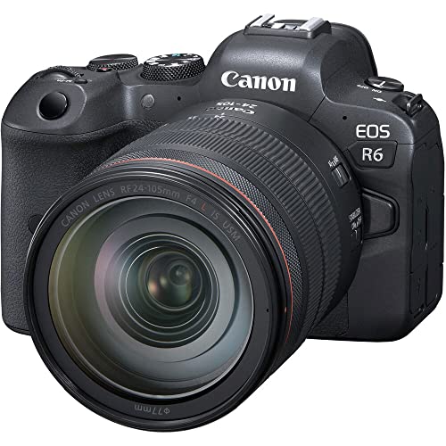 Canon EOS R6 Mirrorless Digital Camera with 24-105mm f/4L Lens (4082C012) + 4K Monitor + Canon EF 24-70mm Lens + Headphones + Mount Adapter EF-EOS R + Pro Mic + 2 x 64GB Tough Card + More (Renewed)