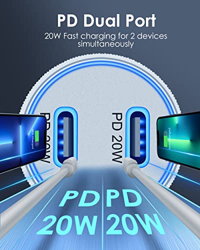 iPhone 14 13 12 Fast Charger [Apple MFi Certified], ARCCRA 20W PD Fast USB C Wall Charger Block + 40W 2Port USB C Car Charger + 2 X 6FT Lightning Cable for iPhone 14 13 12 Pro Max Mini 11 XS XR, iPad