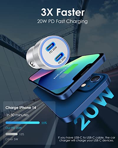 iPhone 14 13 12 Fast Charger [Apple MFi Certified], ARCCRA 20W PD Fast USB C Wall Charger Block + 40W 2Port USB C Car Charger + 2 X 6FT Lightning Cable for iPhone 14 13 12 Pro Max Mini 11 XS XR, iPad