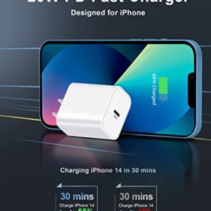 iPhone 14 13 12 Fast Charger [Apple MFi Certified], ARCCRA 20W PD Fast USB C Wall Charger Block + 40W 2Port USB C Car Charger + 2 X 6FT Lightning Cable for iPhone 14 13 12 Pro Max Mini 11 XS XR, iPad