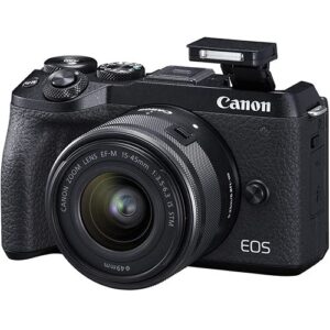 Canon EOS M6 Mark II Mirrorless Camera with 15-45mm Lens and EVF-DC2 Viewfinder (3611C011) + Canon EF-M Lens Adapter + Canon EF 50mm Lens + 64GB Tough Card + Case + Filter Kit + More (Renewed)